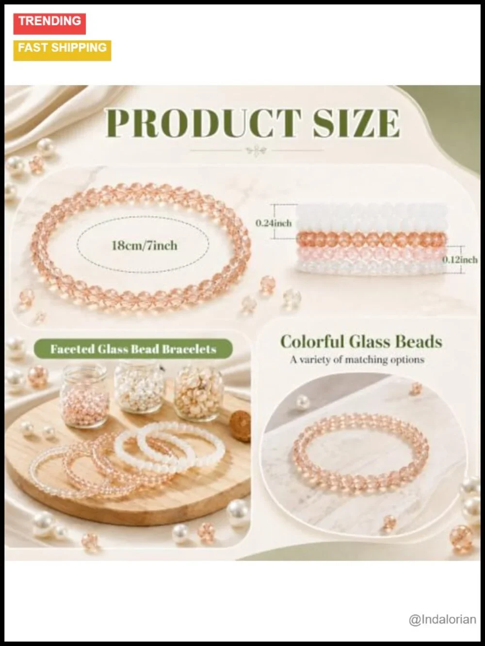 Boho Beaded Stretch Bracelets Set Stackable Crystal Beads